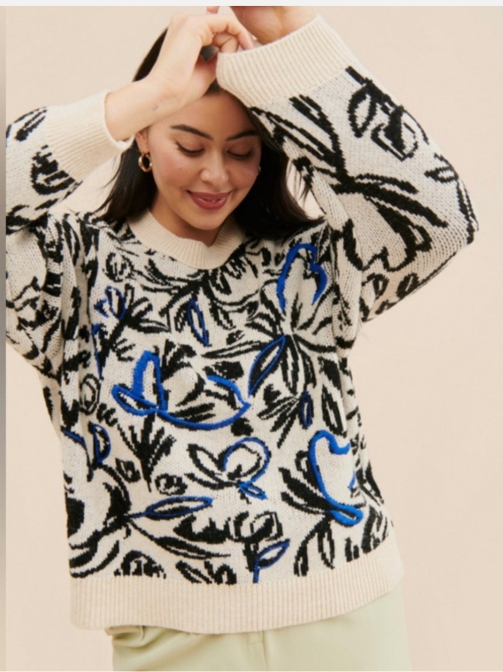 Anthropologie Floral Popover Embroidered Sweater Size Medium